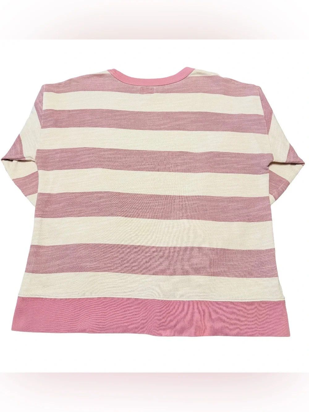 J. Crew Vintage Fleece Women’s Pink & Cream Striped Cotton Sweater, S. Like New
